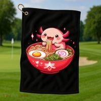 Cute Axolotl Eats Ramen Noodles Axolotls Ramen Golf Towel thumb 1