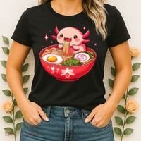 Cute Axolotl Eats Ramen Noodles Axolotls Ramen Women's T-Shirt thumb 2