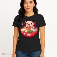 Cute Axolotl Eats Ramen Noodles Axolotls Ramen Women's T-Shirt thumb 4