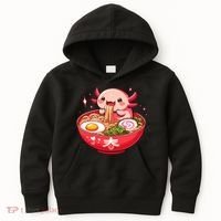 Cute Axolotl Eats Ramen Noodles Axolotls Ramen Kids Hoodie thumb 0