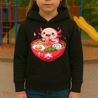 Cute Axolotl Eats Ramen Noodles Axolotls Ramen Kids Hoodie thumb 3