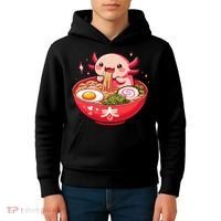 Cute Axolotl Eats Ramen Noodles Axolotls Ramen Kids Hoodie thumb 4
