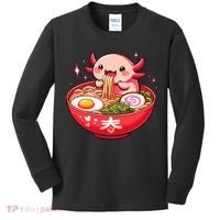 Cute Axolotl Eats Ramen Noodles Axolotls Ramen Kids Long Sleeve Shirt thumb 0