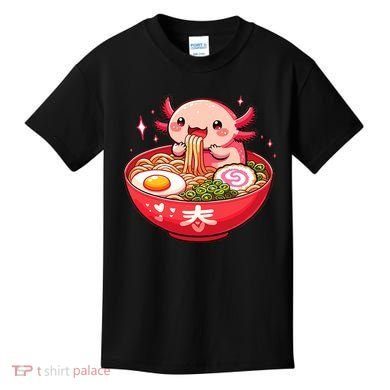 Cute Axolotl Eats Ramen Noodles Axolotls Ramen Kids T-Shirt