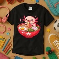 Cute Axolotl Eats Ramen Noodles Axolotls Ramen Kids T-Shirt thumb 3