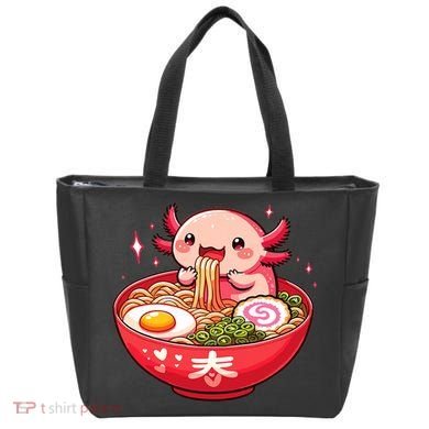 Cute Axolotl Eats Ramen Noodles Axolotls Ramen Tote Bag