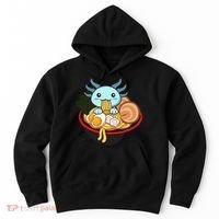 Cute Axolotl Eating Ramen Kawaii Anime Hoodie thumb 0