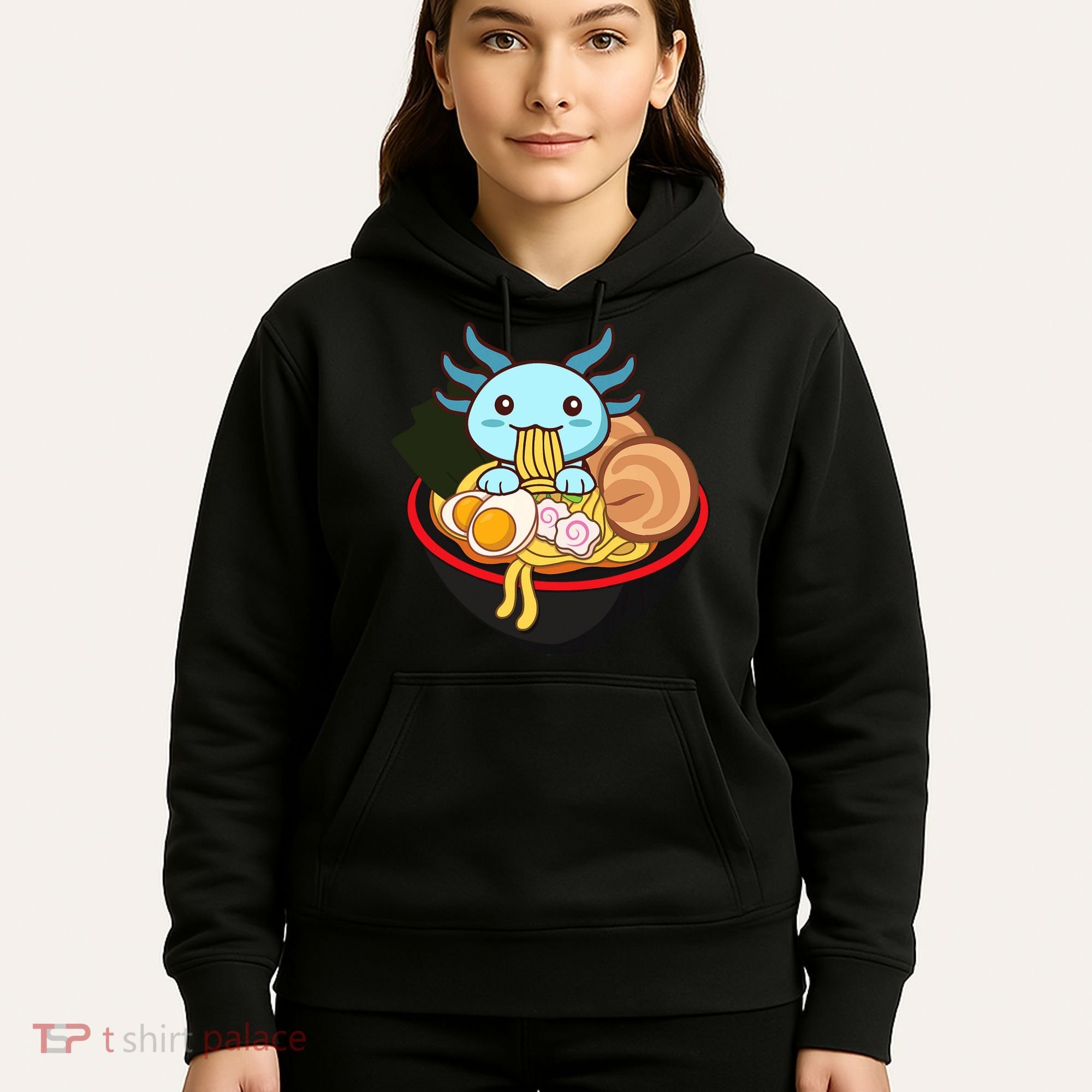 Cute Axolotl Eating Ramen Kawaii Anime Hoodie