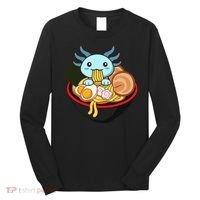 Cute Axolotl Eating Ramen Kawaii Anime Long Sleeve Shirt thumb 0