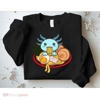 Cute Axolotl Eating Ramen Kawaii Anime Sweatshirt thumb 2