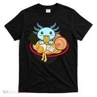 Cute Axolotl Eating Ramen Kawaii Anime T-Shirt thumb 0