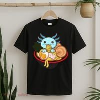 Cute Axolotl Eating Ramen Kawaii Anime T-Shirt thumb 2