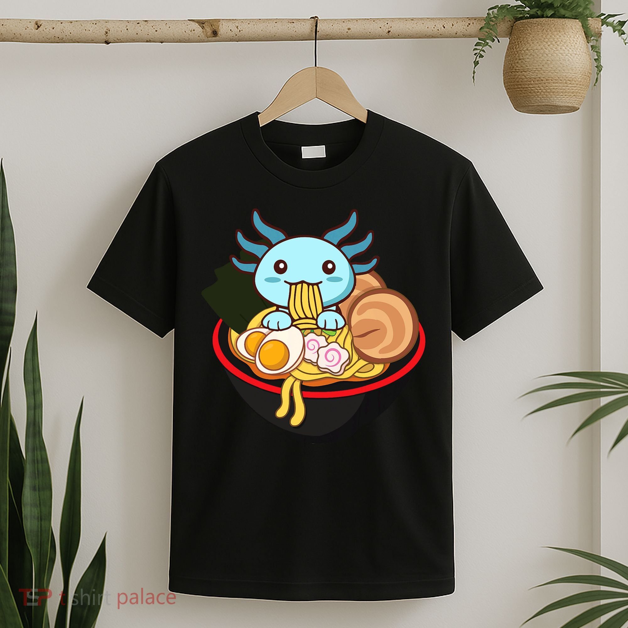 Cute Axolotl Eating Ramen Kawaii Anime T-Shirt