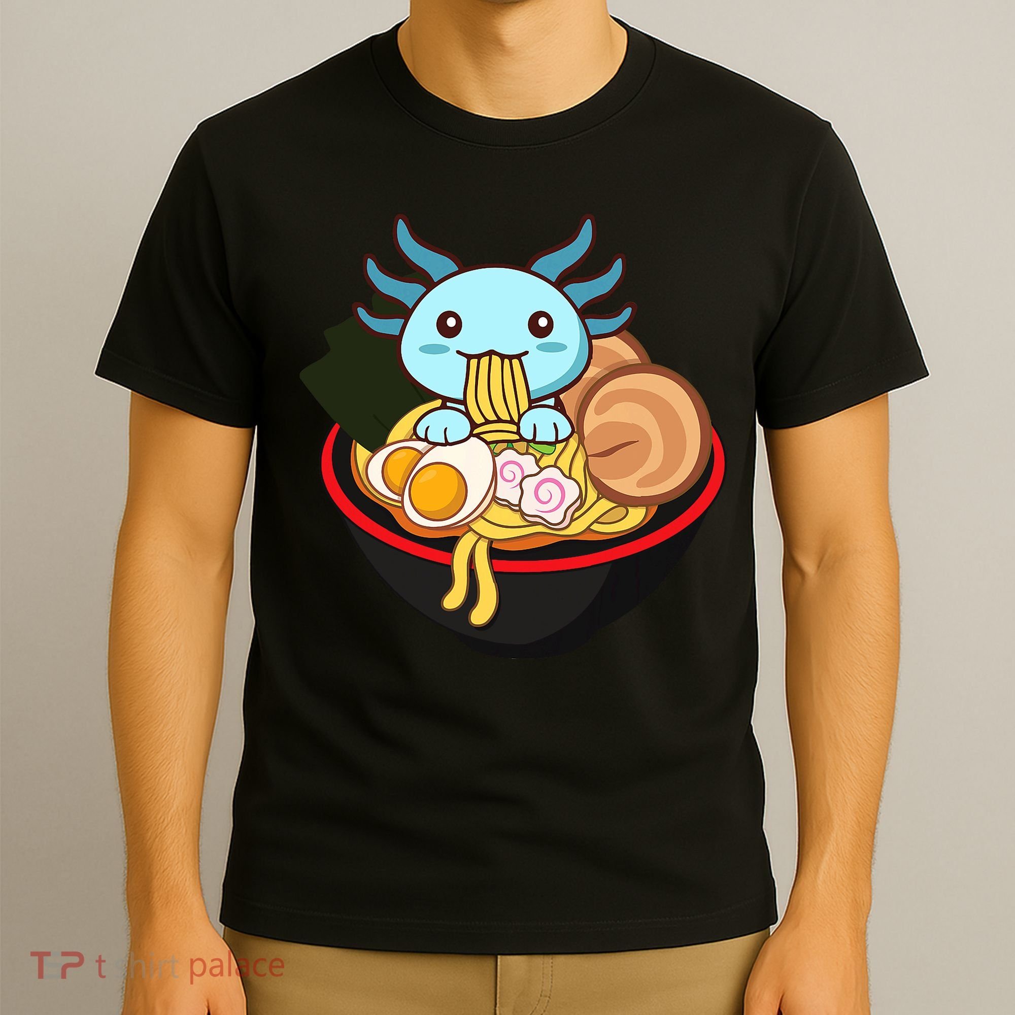 Cute Axolotl Eating Ramen Kawaii Anime T-Shirt