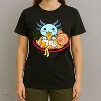 Cute Axolotl Eating Ramen Kawaii Anime T-Shirt thumb 4