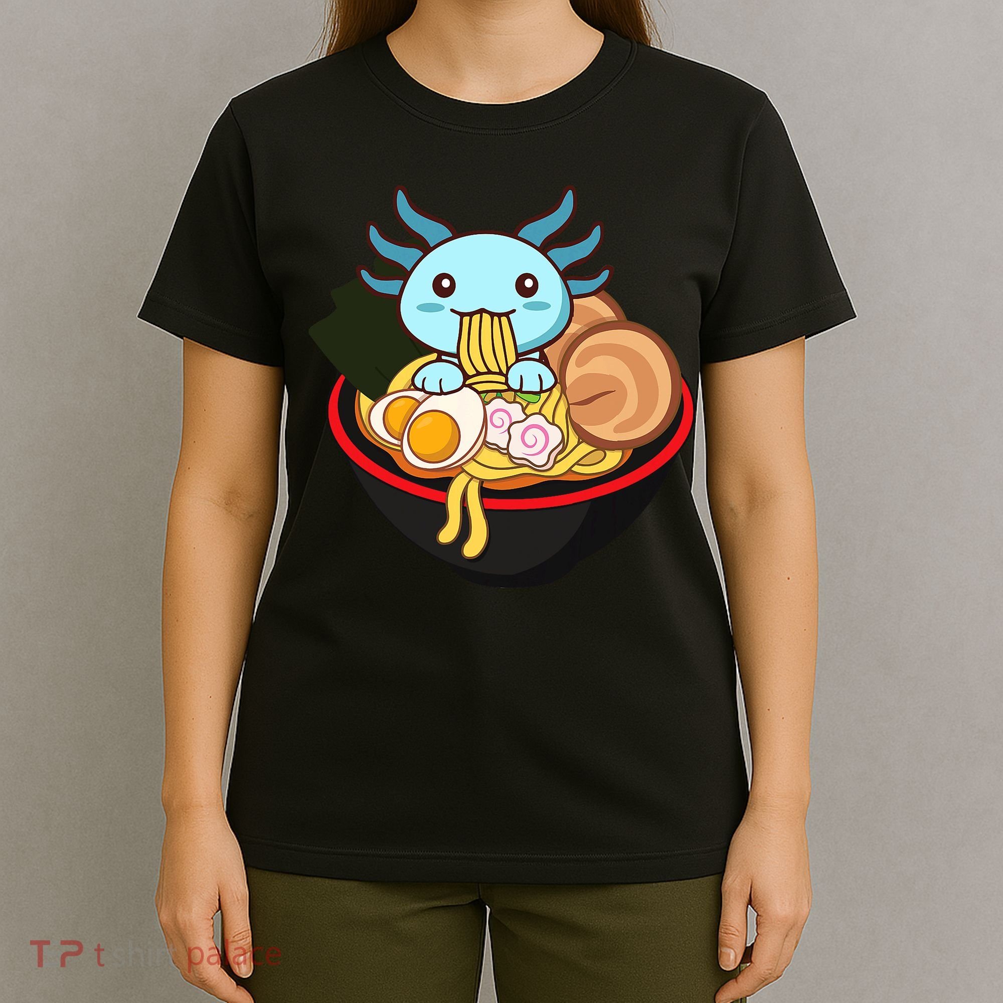 Cute Axolotl Eating Ramen Kawaii Anime T-Shirt