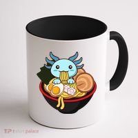 Cute Axolotl Eating Ramen Kawaii Anime Coffee Mug thumb 1