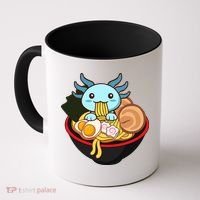 Cute Axolotl Eating Ramen Kawaii Anime Coffee Mug thumb 0