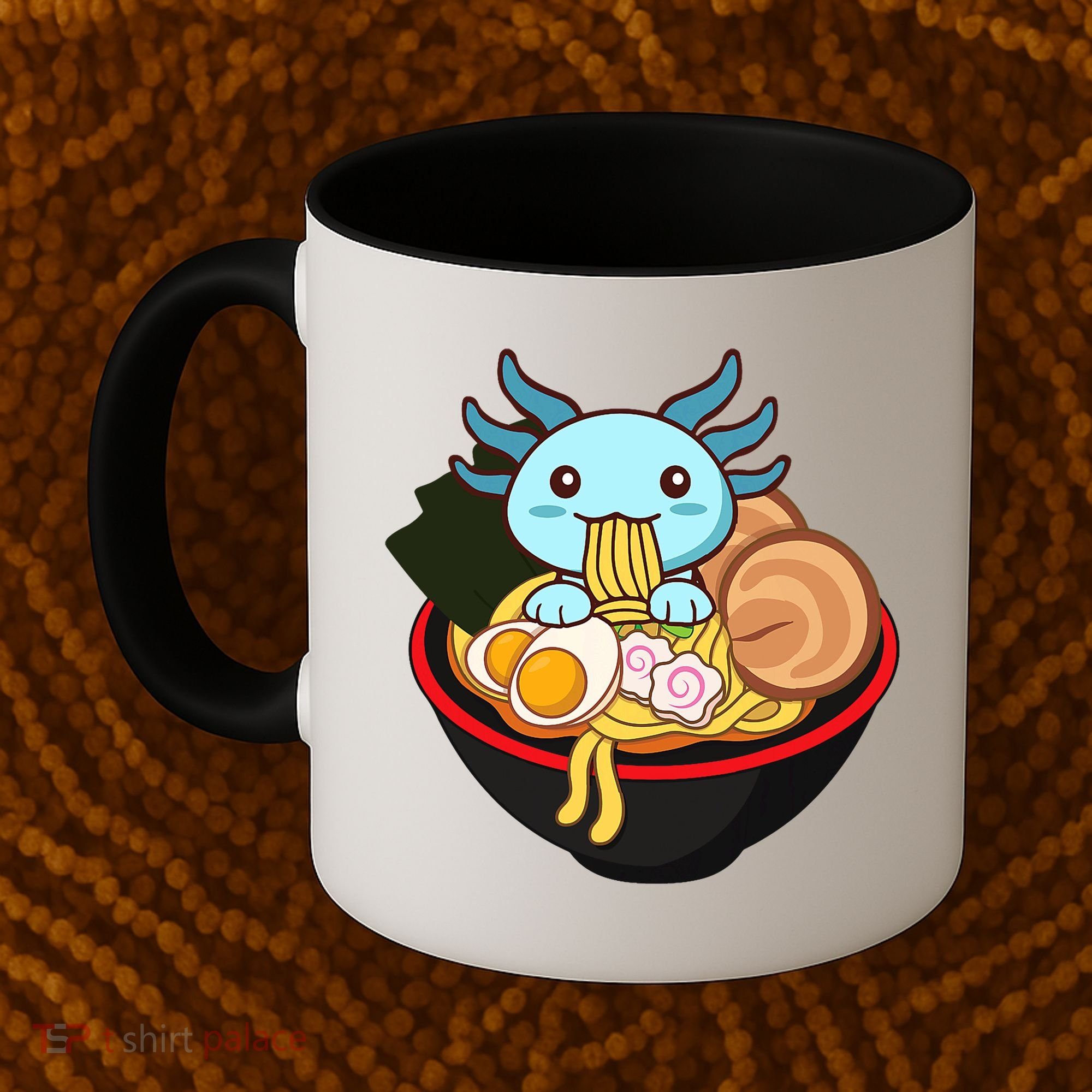 Cute Axolotl Eating Ramen Kawaii Anime Coffee Mug