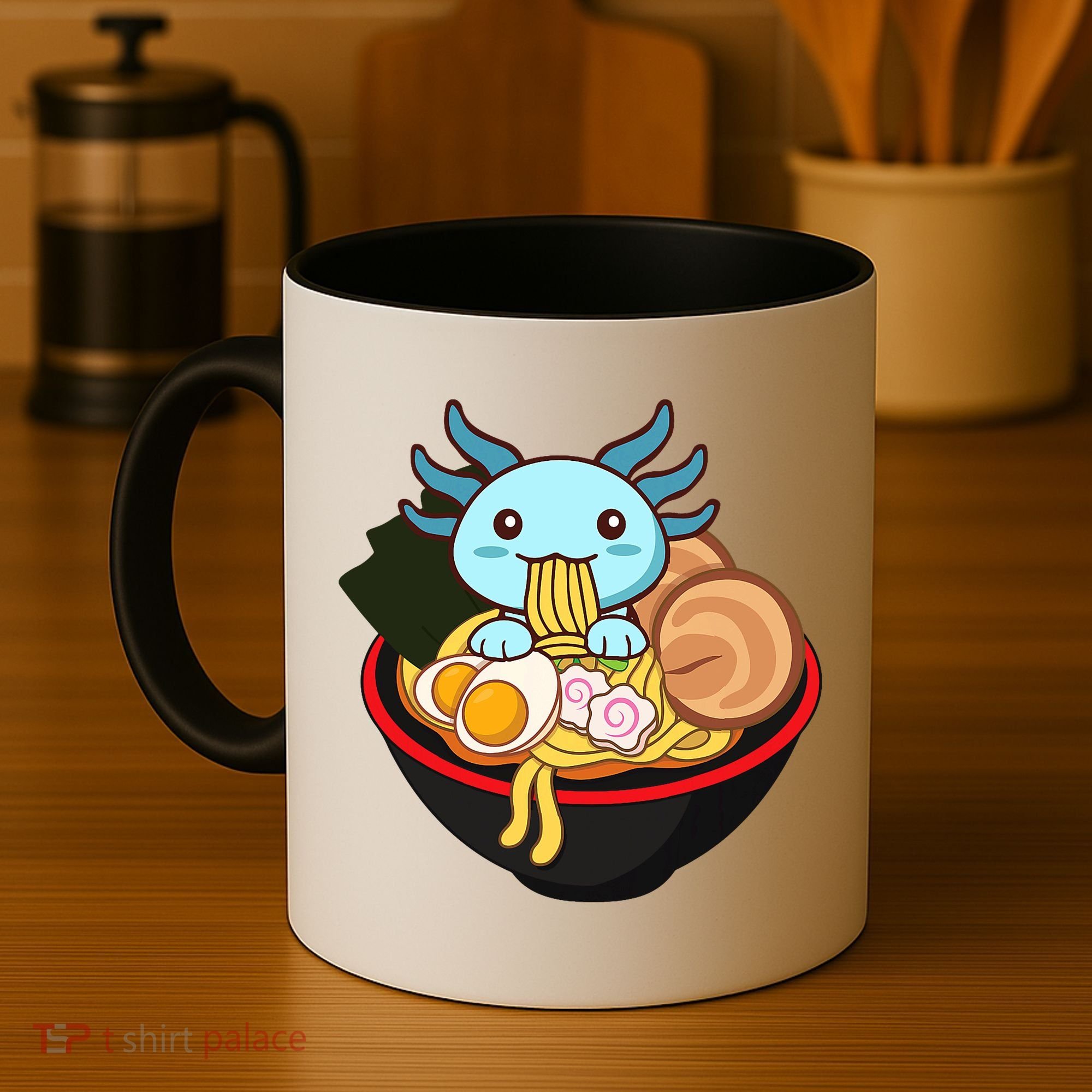 Cute Axolotl Eating Ramen Kawaii Anime Coffee Mug