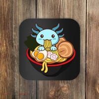 Cute Axolotl Eating Ramen Kawaii Anime Coaster thumb 0