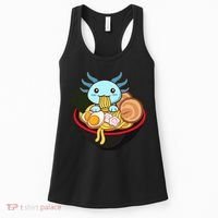 Cute Axolotl Eating Ramen Kawaii Anime Women's Tank Top thumb 0