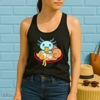 Cute Axolotl Eating Ramen Kawaii Anime Women's Tank Top thumb 2