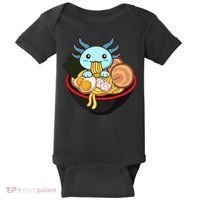 Cute Axolotl Eating Ramen Kawaii Anime Baby Bodysuit thumb 0