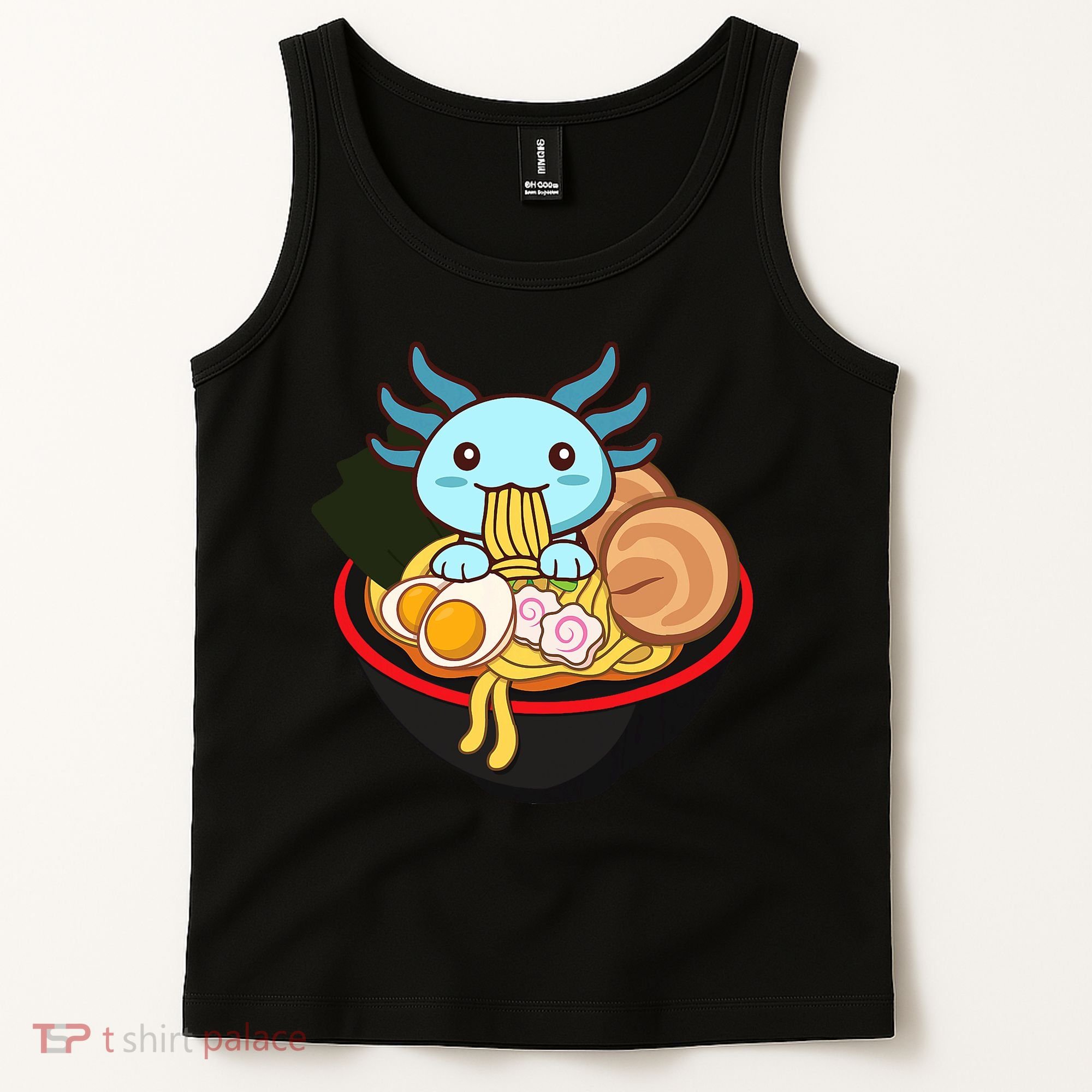 Cute Axolotl Eating Ramen Kawaii Anime Tank Top