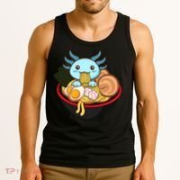 Cute Axolotl Eating Ramen Kawaii Anime Tank Top thumb 3