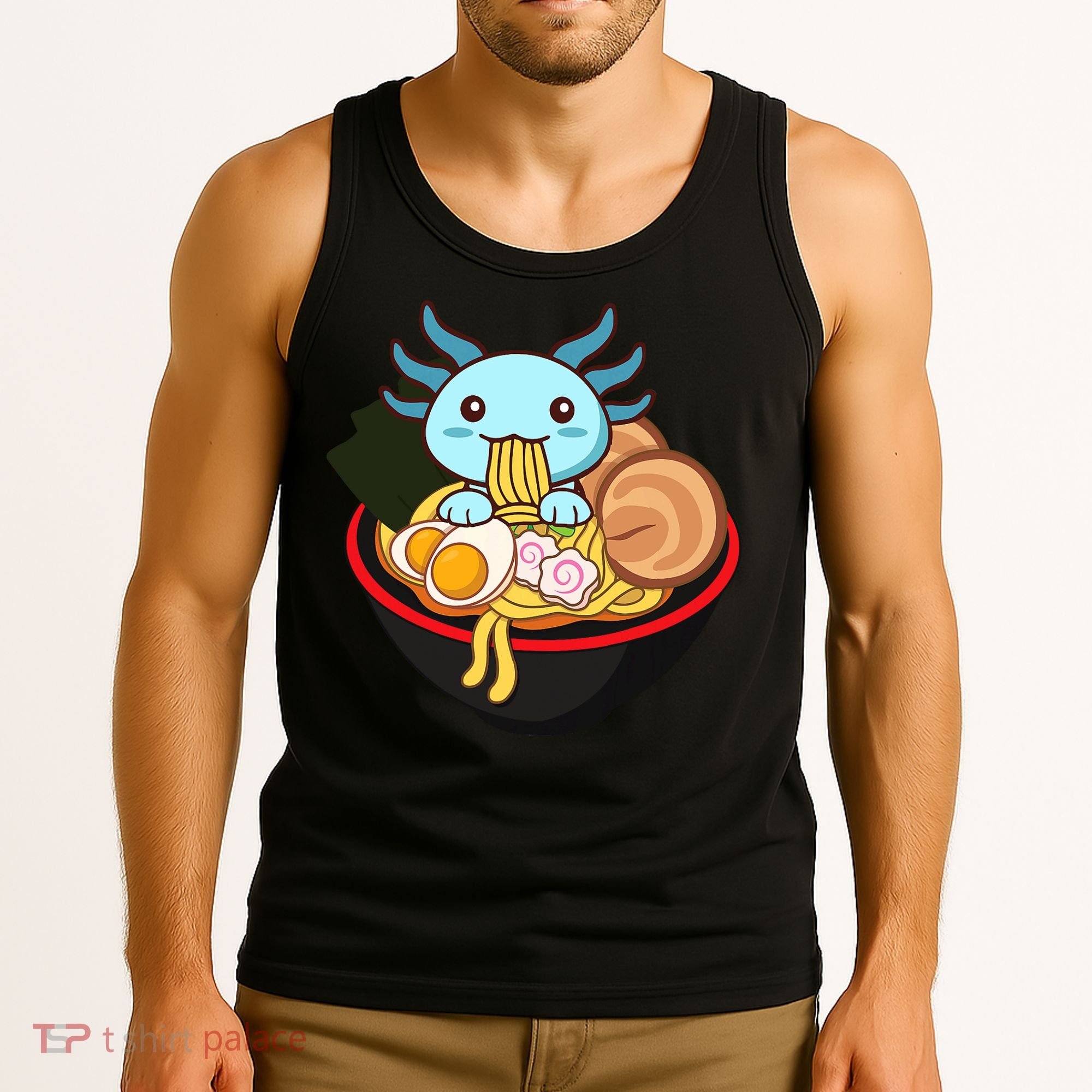 Cute Axolotl Eating Ramen Kawaii Anime Tank Top