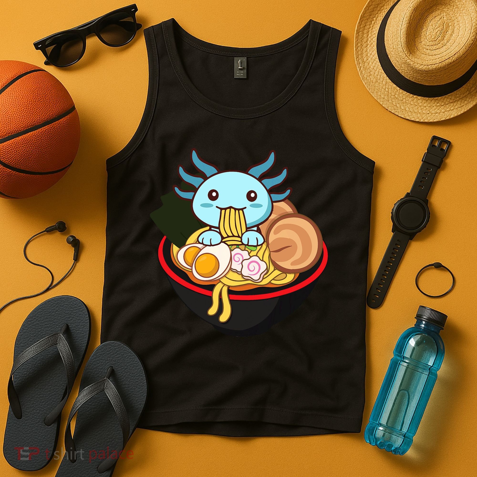 Cute Axolotl Eating Ramen Kawaii Anime Tank Top