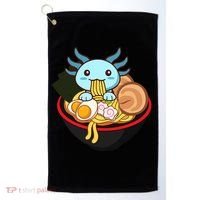 Cute Axolotl Eating Ramen Kawaii Anime Golf Towel thumb 0