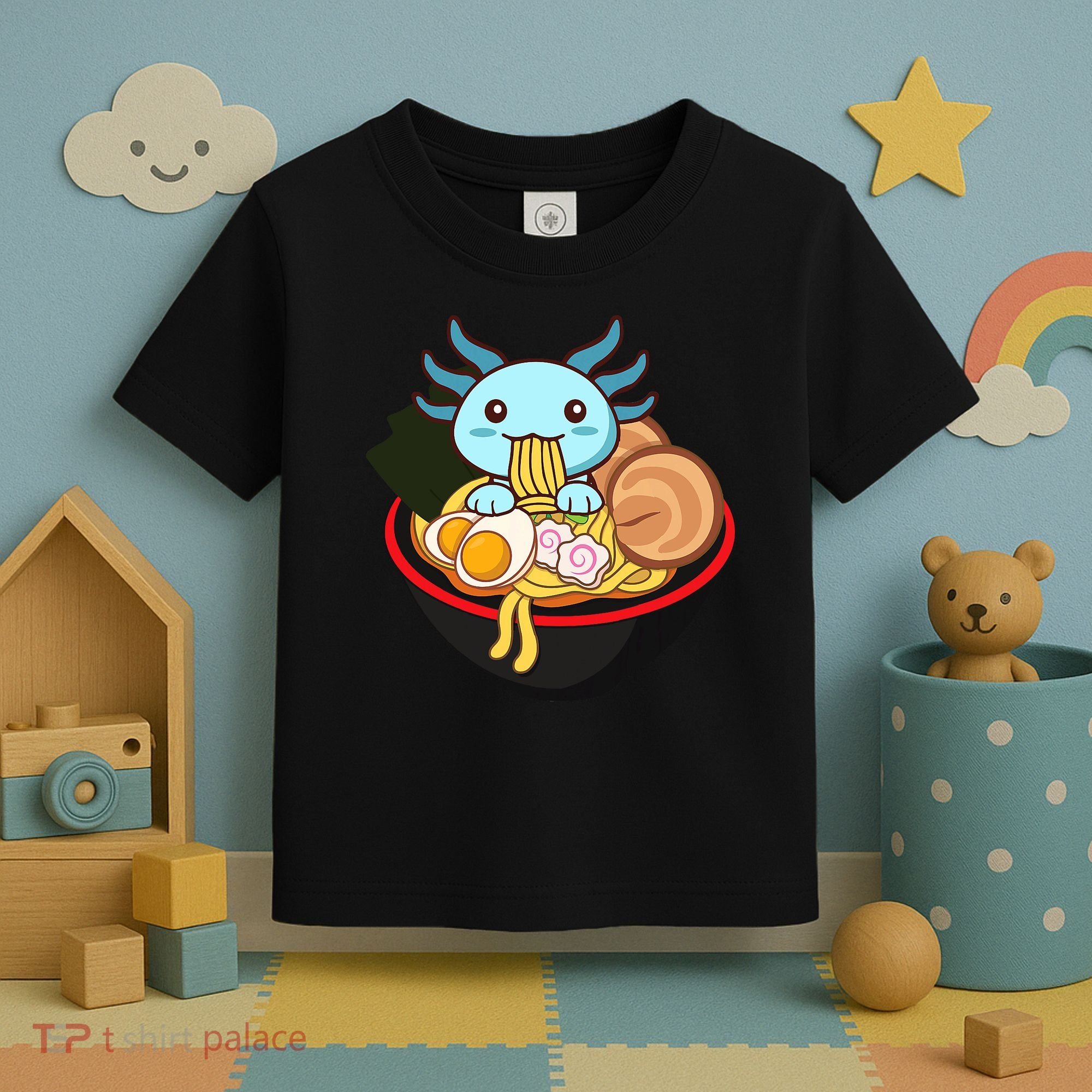 Cute Axolotl Eating Ramen Kawaii Anime Toddler T-Shirt