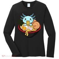 Cute Axolotl Eating Ramen Kawaii Anime Women's Long Sleeve Shirt thumb 0