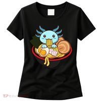 Cute Axolotl Eating Ramen Kawaii Anime Women's T-Shirt thumb 0