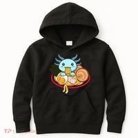 Cute Axolotl Eating Ramen Kawaii Anime Kids Hoodie thumb 0