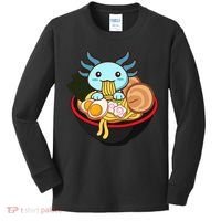 Cute Axolotl Eating Ramen Kawaii Anime Kids Long Sleeve Shirt thumb 0