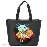 Cute Axolotl Eating Ramen Kawaii Anime Tote Bag thumb 0