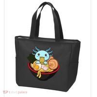 Cute Axolotl Eating Ramen Kawaii Anime Tote Bag thumb 3
