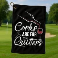 Corks Are For Quitters Funny Wine Drinking Team Festival Golf Towel thumb 1