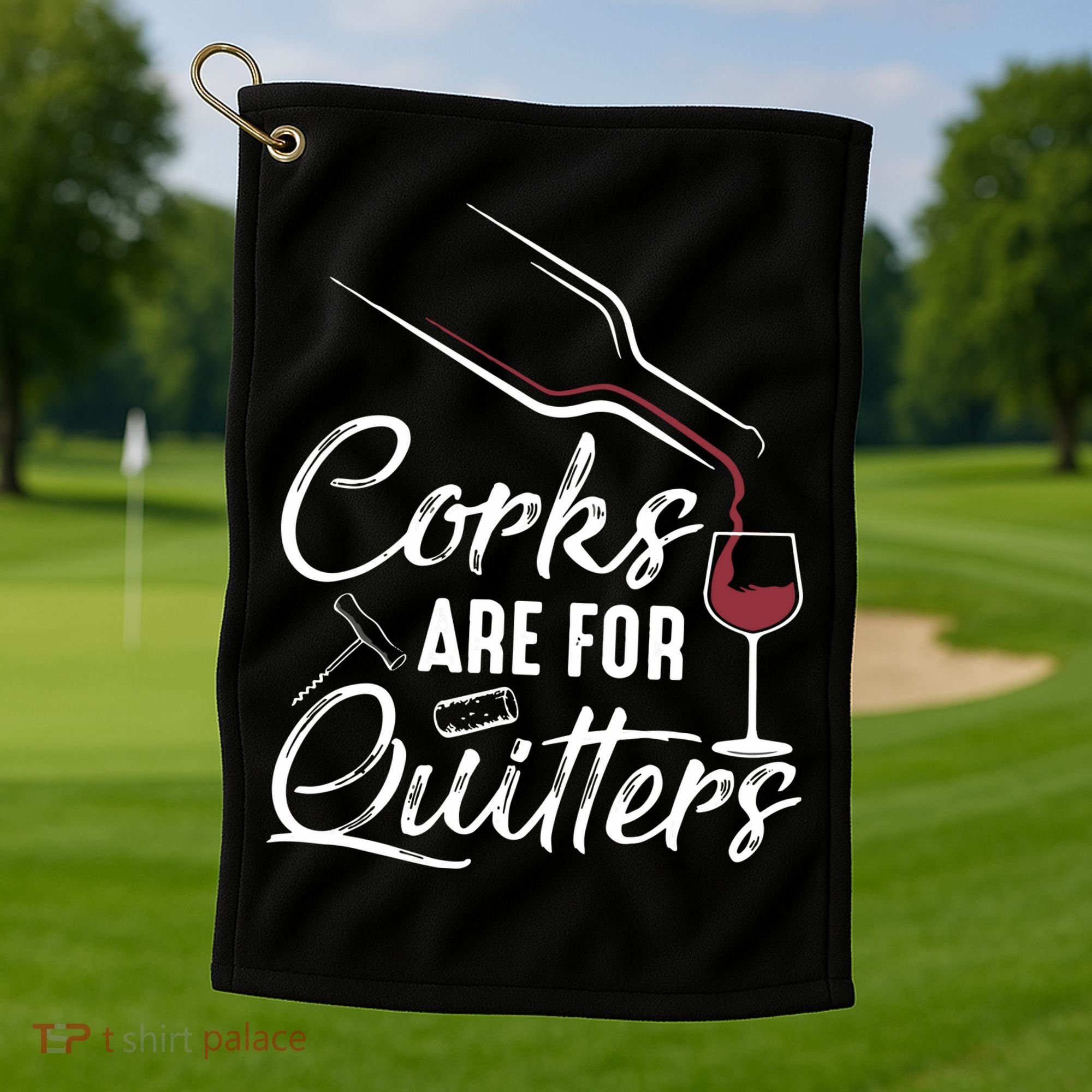 Corks Are For Quitters Funny Wine Drinking Team Festival Golf Towel