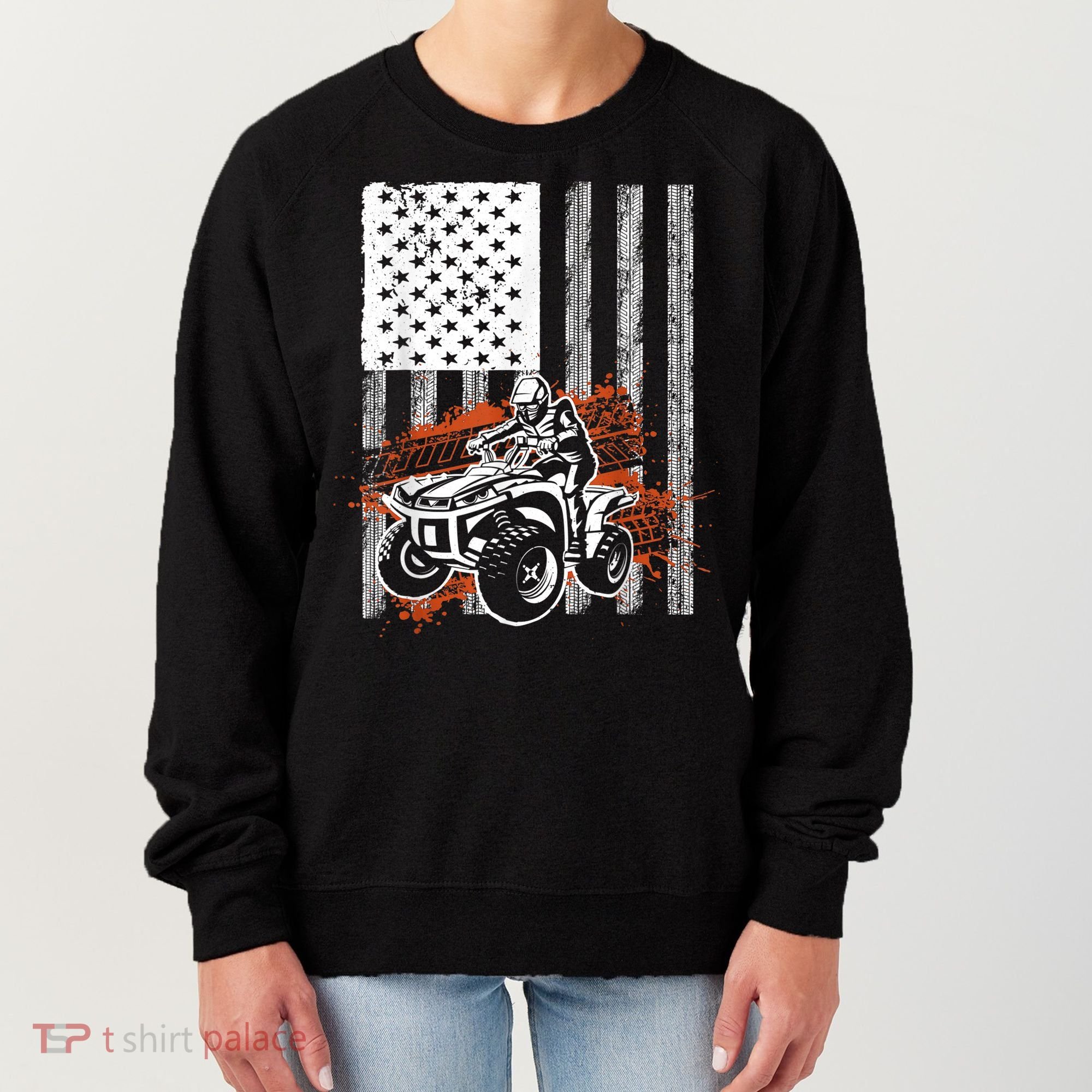 Cool ATV For Adult Quad Racing Squad USA Flag 4 Wheeler Women's Sweatshirt