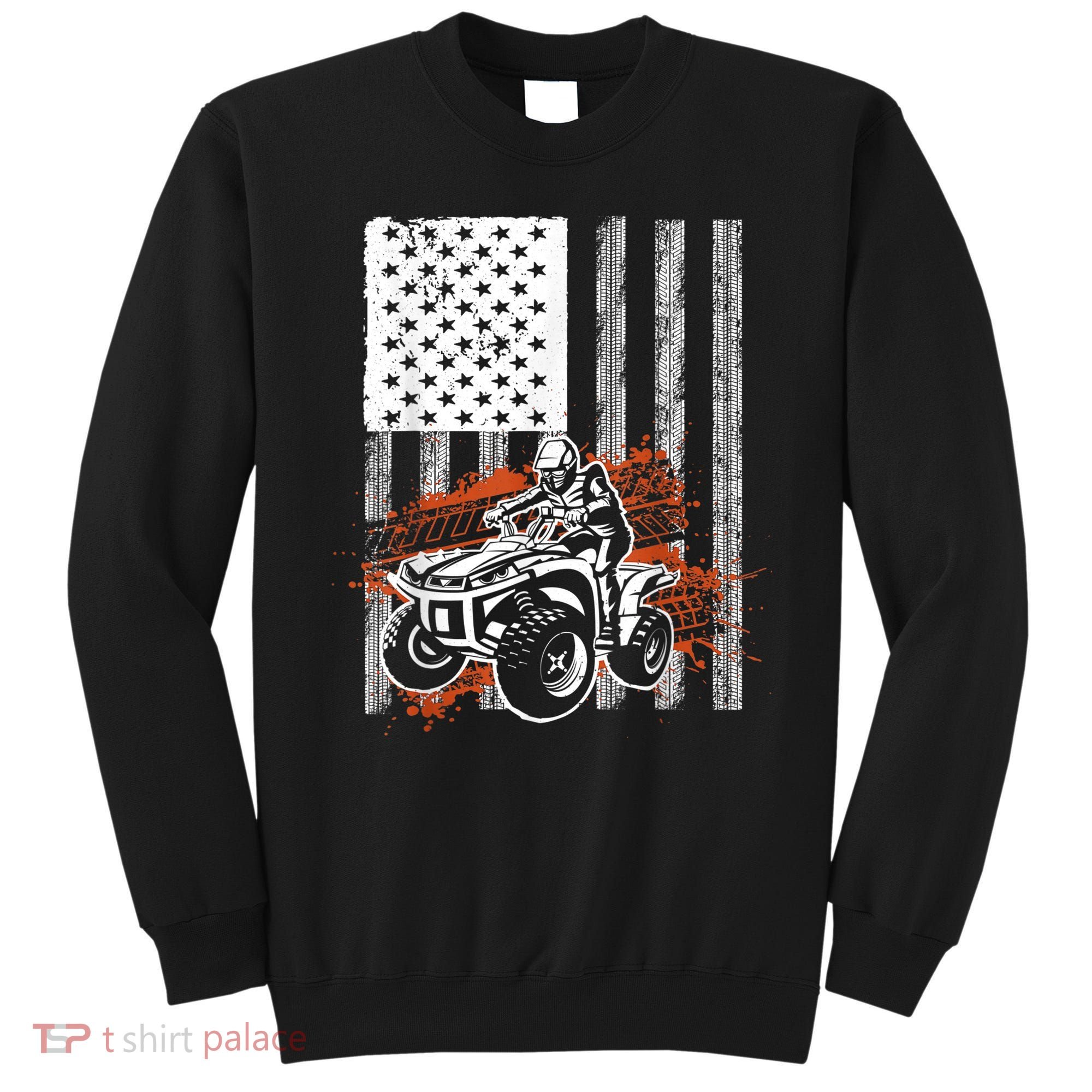 Cool ATV For Adult Quad Racing Squad USA Flag 4 Wheeler Sweatshirt