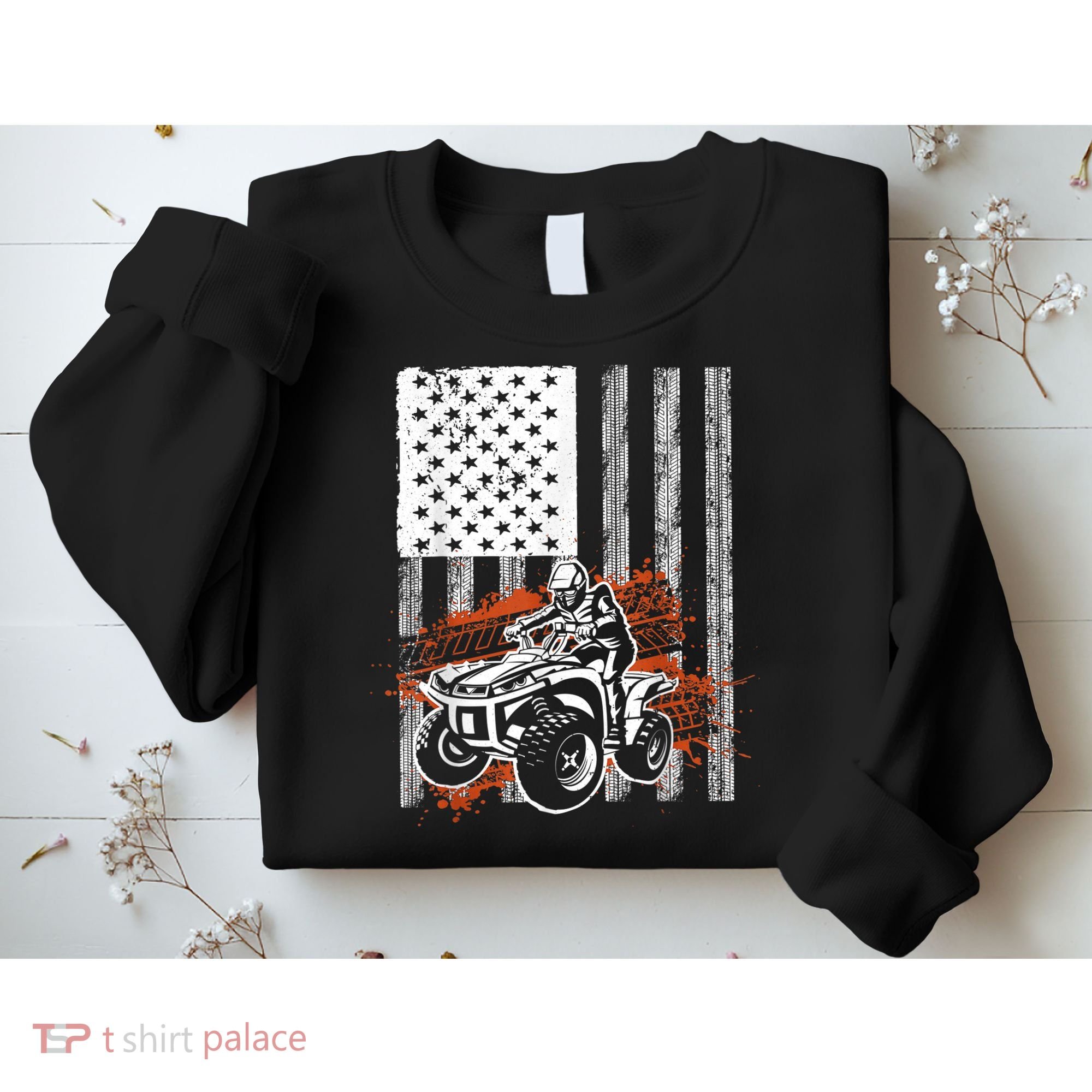 Cool ATV For Adult Quad Racing Squad USA Flag 4 Wheeler Sweatshirt