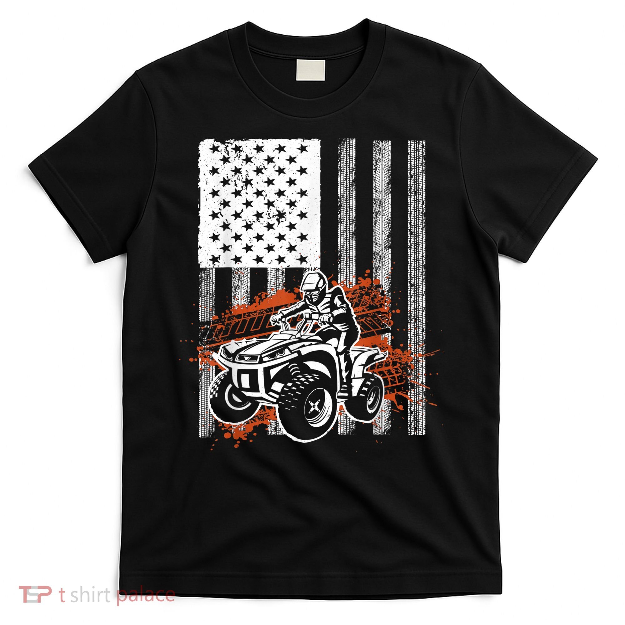 Cool ATV For Adult Quad Racing Squad USA Flag 4 Wheeler T-Shirt