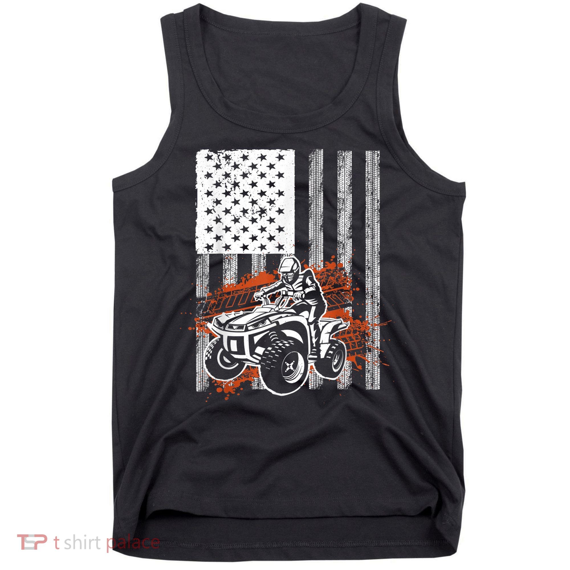Cool ATV For Adult Quad Racing Squad USA Flag 4 Wheeler Tank Top