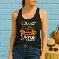 Cute And Funny Halloween Coolest Pumpkin In The Patch Women's Tank Top thumb 2