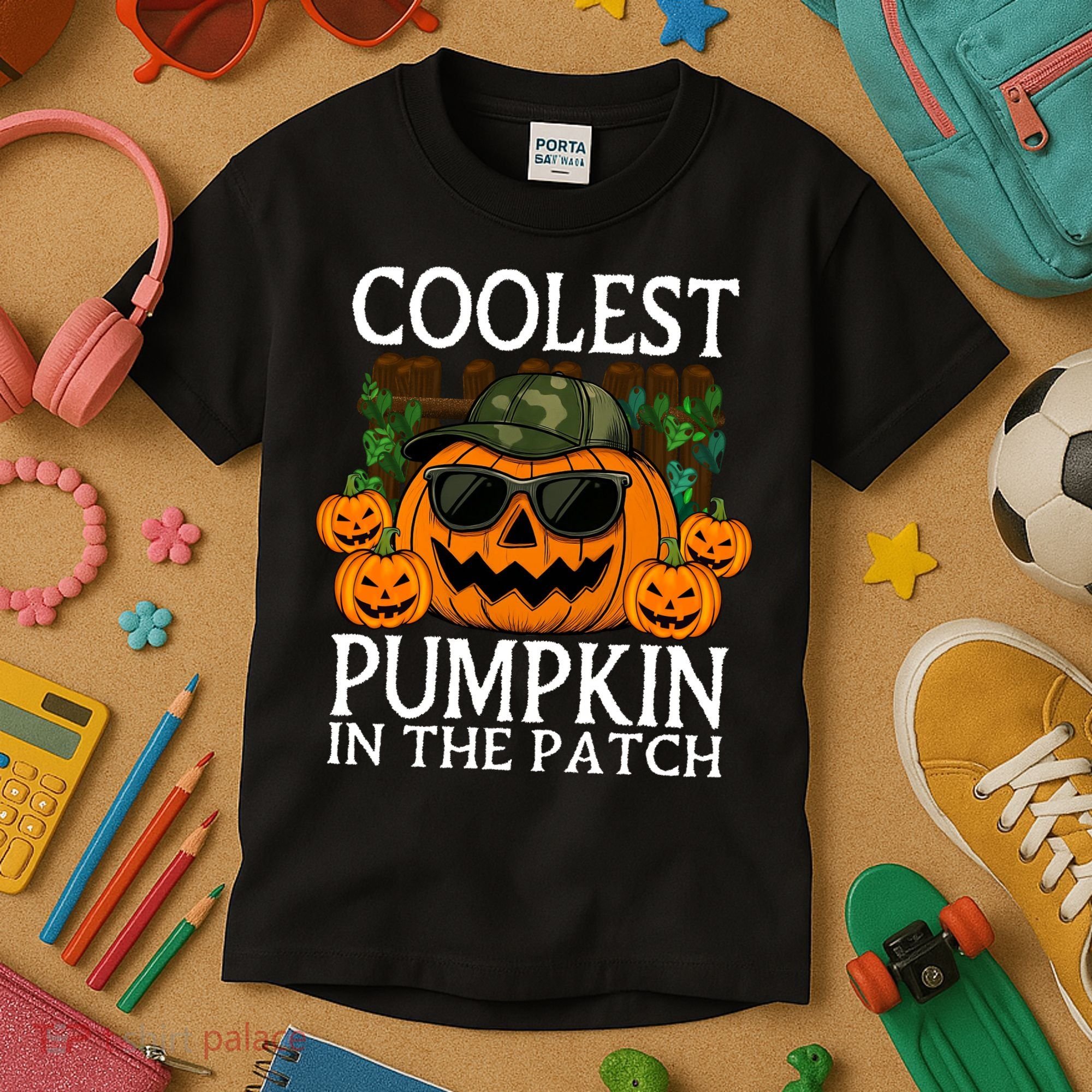 Cute And Funny Halloween Coolest Pumpkin In The Patch Kids T-Shirt
