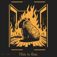 Capybara Amidst Flames This Is Fine Meme Art Women's Sweatshirt thumb 2
